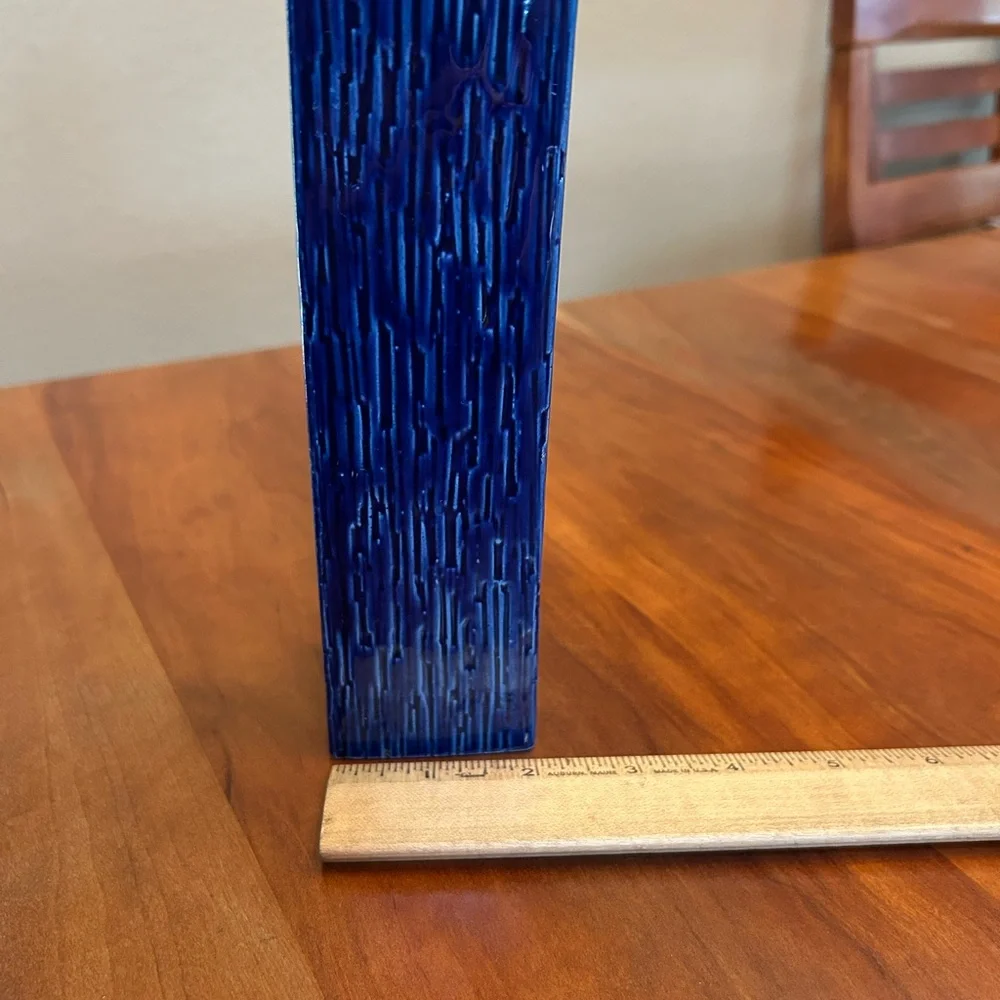 MCM Rossler Porzellan Switzerland Brutalist Cobalt Blue Textured Vase 1960’s